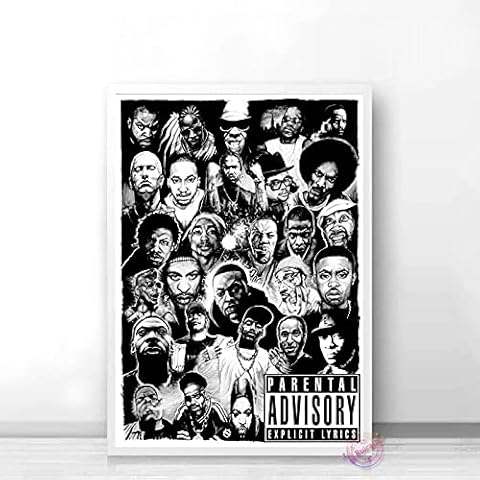 Aishangjia Rap Gods Poster Hip Hop Legends Singer Canvas Art Home Bar Cafe Living Room Bedroom Home Wall Decor Painting 50x70 cm(19.68x27.55 in) J-4494 Cover