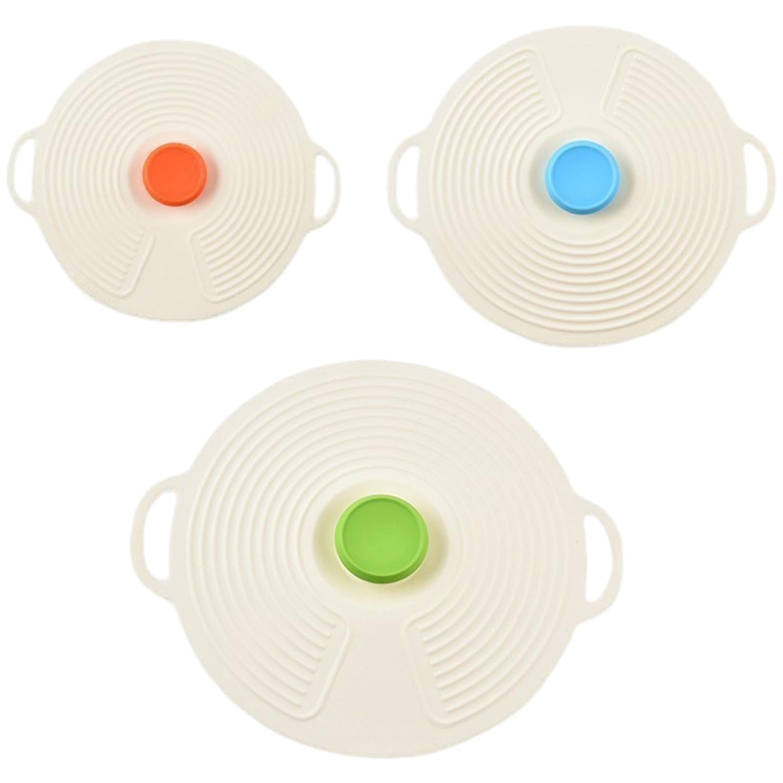 3pcs Silicone Lids Food Covers Round Heat Cold Resistant Microwave Cover with Handle Airtight for Cups Bowls Plates Pots