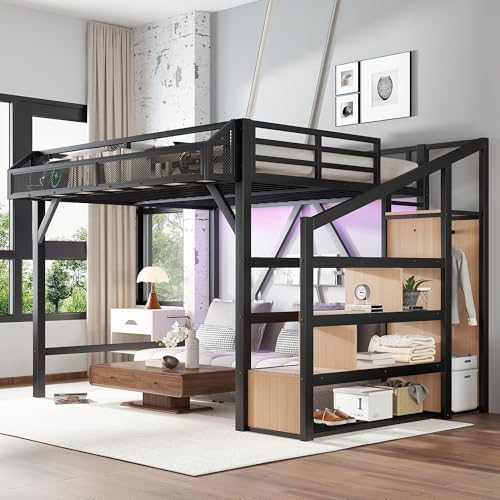 Bellemave Full Loft Bed with Storage Stairs