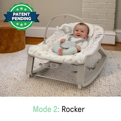 Image of Ingenuity Keep Cozy 3-in-1 Vibrating Bouncer Rocker, Green | Seat & Infant to Toddler Rocker, Vibrations & Toy Bar, 0-30 Months, Up to 40 lbs