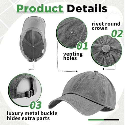 Image of Bonuci 24 /50 Pack Vintage Baseball Hat Bulk Washed Baseball Cap Adjustable Cotton Golf Hats for Men Women Sports
