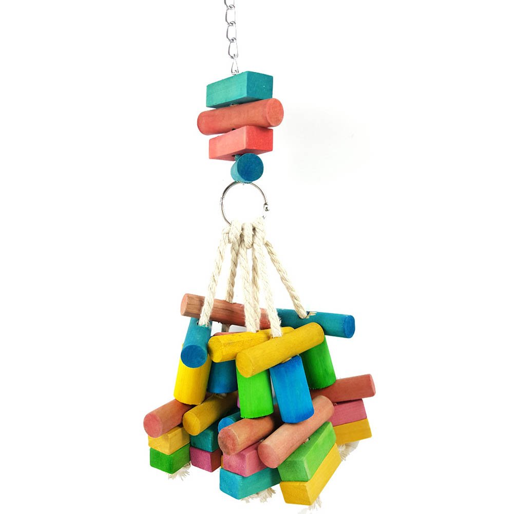 DAEDALUS Kauspielzeug Für Papageien - Buntes Holz-Spielzeug, 34 Cm, Für Käfig-Dekor & Beschäftigung