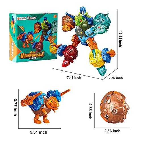 Puxida 6 In 1 Dinosaur Robots Transformed Toys Set, Education Dinosaurs Eggs Deformation Robot With 4 Weapons Guns, Great Easter/Birthday Gift Transform Toy For Kids 6 7 8 9 10+ Boys And Girls #TOP1