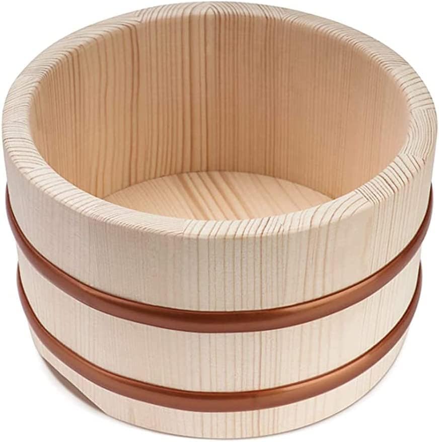 Miniatura 5 de Cubo de arroz para sushi Oke con tapa, tazón grande de madera Hangiri para mezclar el hogar, cocina, contenedor de alimentos, cubo de madera