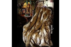 Premium Faux Fur - Wolf Skin Style - Brown Coyote Stripe -...