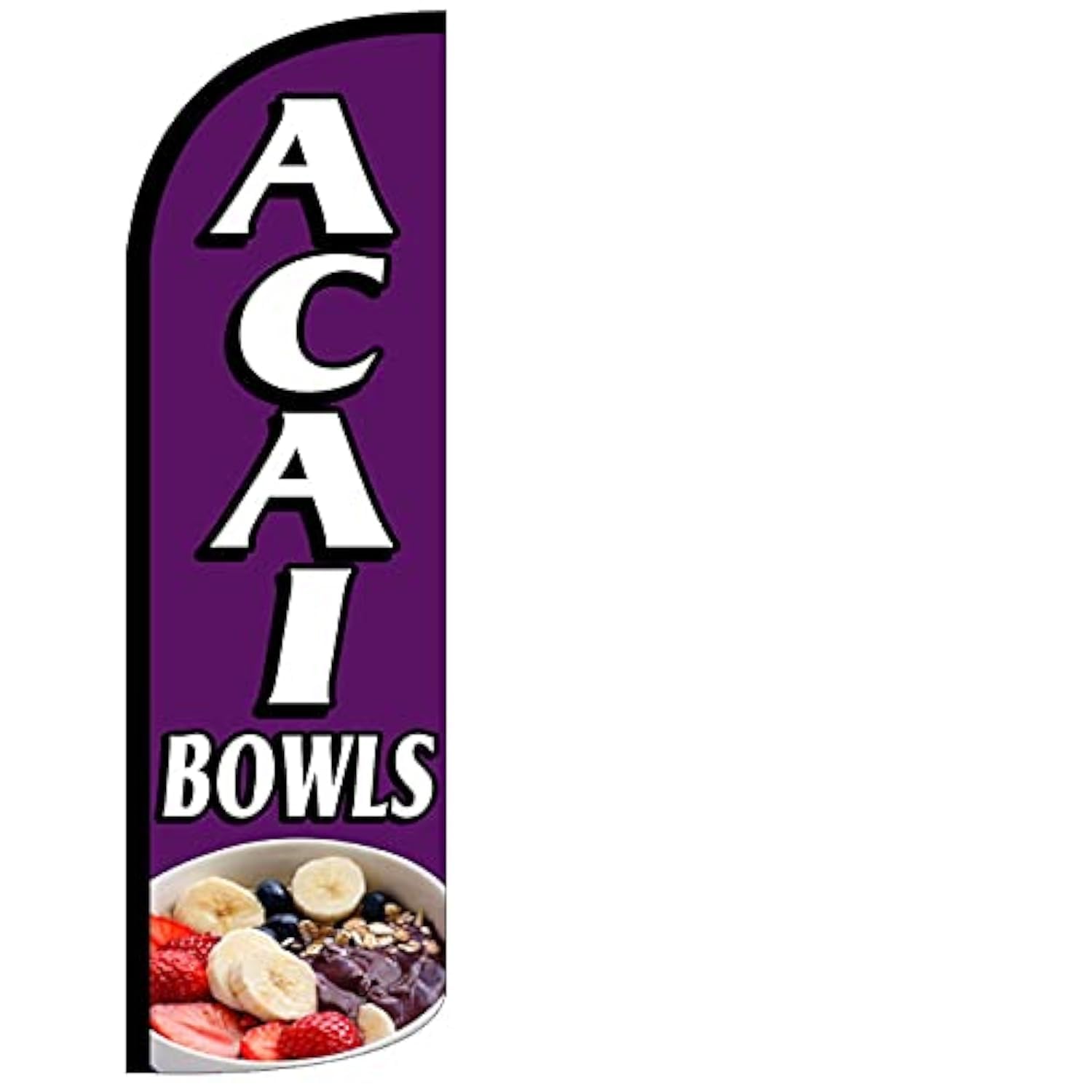 4LessCo ACAI BOWLS - Windless Swooper Flag Feather Banner Sign 3x11.5 ft Tall (Flag Only) pq