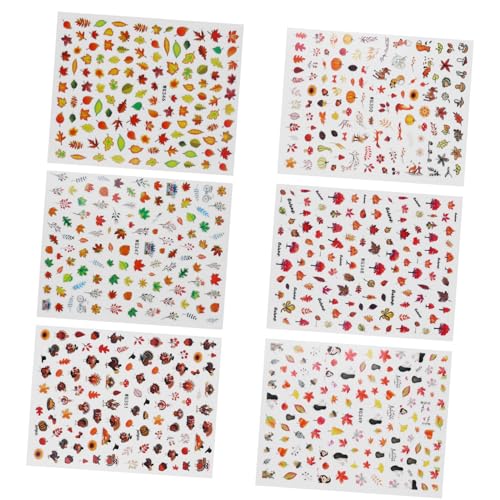 Healvian 1 Juego Pegatinas De Uñas De Acción De Gracias Calcomanías Para Decoración De Uñas Calcomanías Decorativas Para Uñas Calcomanías Para Decoración De Uñas De Acción De 6 hojas