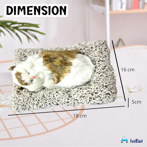 Image of FunBlast Cute Sleeping Cat Plush Toy with Meow Sound, Gift for Kids, Toy Accessories for Car Dashboard (Brown-1)