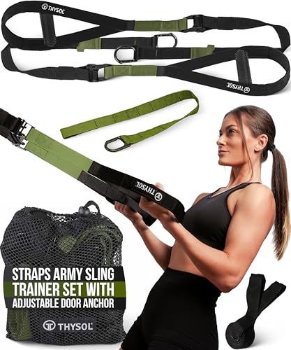 THYSOL Correas de entrenamiento en suspensión Xtreme Straps | Set con Anclaje Ajustable | Fitness en Casa - Adecuado para Viajar y Entrenar en Interiores y Exteriores