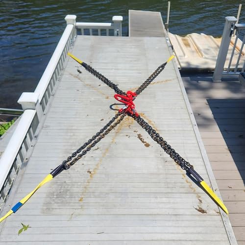 DBREAKS 4-Strang Kettengehänge, 1m 6T Krankette, Forstkette Rückekette, Anschlagketten mit Ø8mm Chokerkette Gabelkopfhaken, G80 Motorhebekette, Hohe Festigkeit Krangehänge