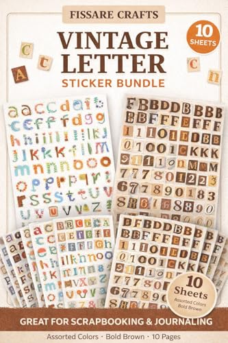 10-Sheet Vintage Alphabet & Number Sticker Bundle - Retro Magazine Ransom Note Letters & Mixed Media Typography for Scrapbooking, Junk Journals, Planners, and Paper Crafts