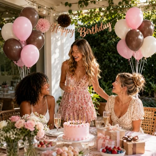 60pcs 12inch Pink and Brown Balloons with Sand White Balloons by Furelanret - Used condition - Image 6
