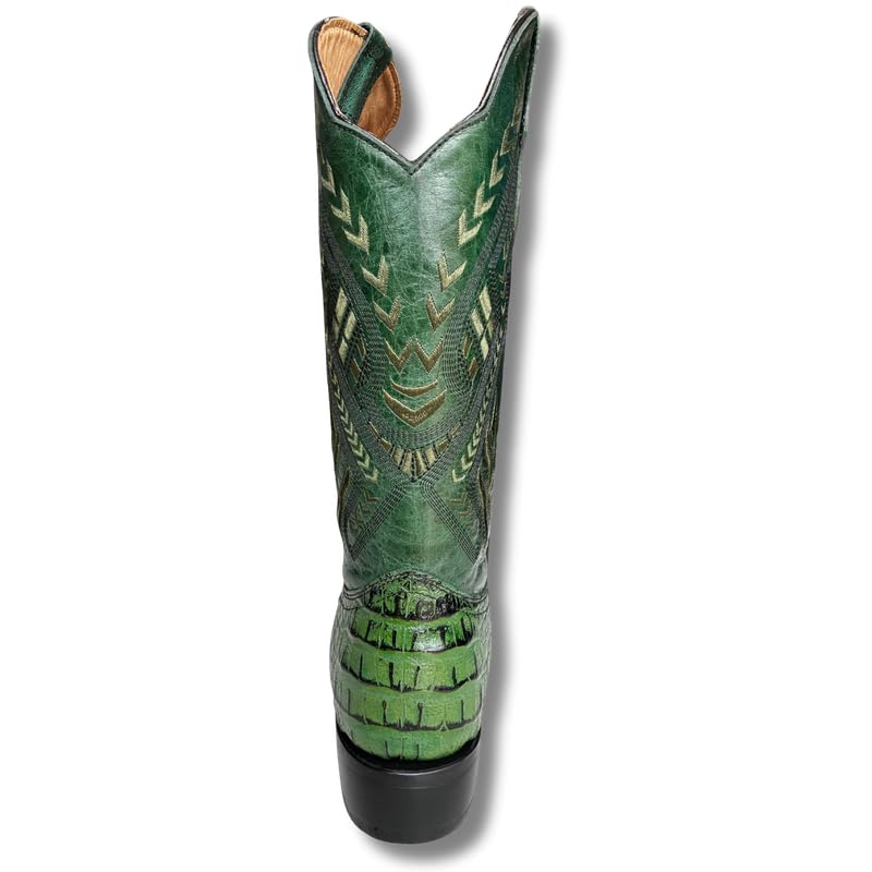 Image of Men's Alex Exotic Caiman Python Western Cowboy Boots Square Toe Pull On Tall Shaft bota de vaquero para hombre