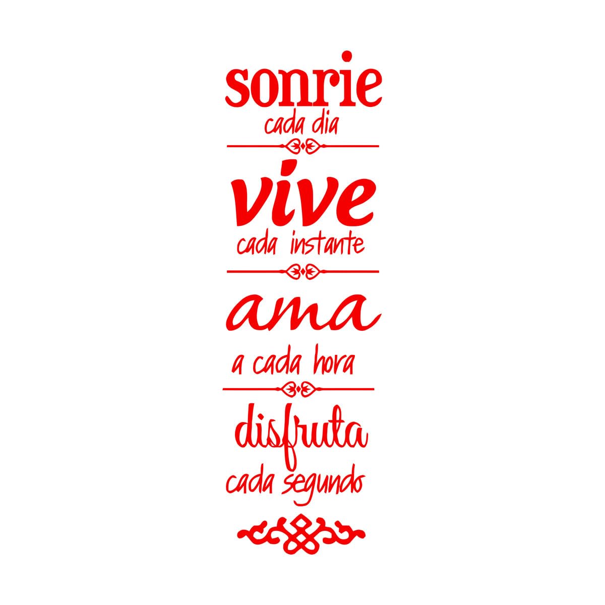 Wall Vinyl Sticker Decor Sonrie CADA Dia Vive Smile Every Day in Spanish Life 47.3x146.7cm Waterproof Extra Large red