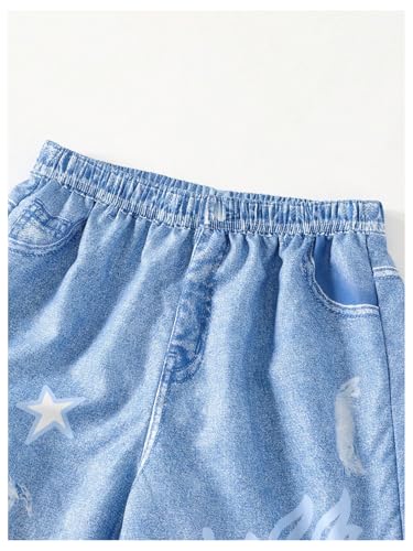 GORGLITTER Girl's Baggy Wide Leg Jeans Cartoon Graphic Flare Y2k Elastic Waist Denim Jean Pants3