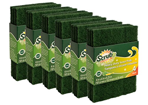 Scouring Pads - Heavy Duty Household Cleaning Scrubber with Non-Scratch Anti-Grease Technology - Reusable  Green - 4 Pack (X3) Total 12 Pads | by: Scrub-it (24)