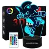 AIRUEEK Lampada Sonic Hedgehog 3D Luce Notturna Bambini-16 Variazioni Di Colore/1 Telecomando/1 Base Nera/-Decorazione Camera Regali Creativi Anime Gadget Per Bambino Ragazzo Uomo Sonic Fans