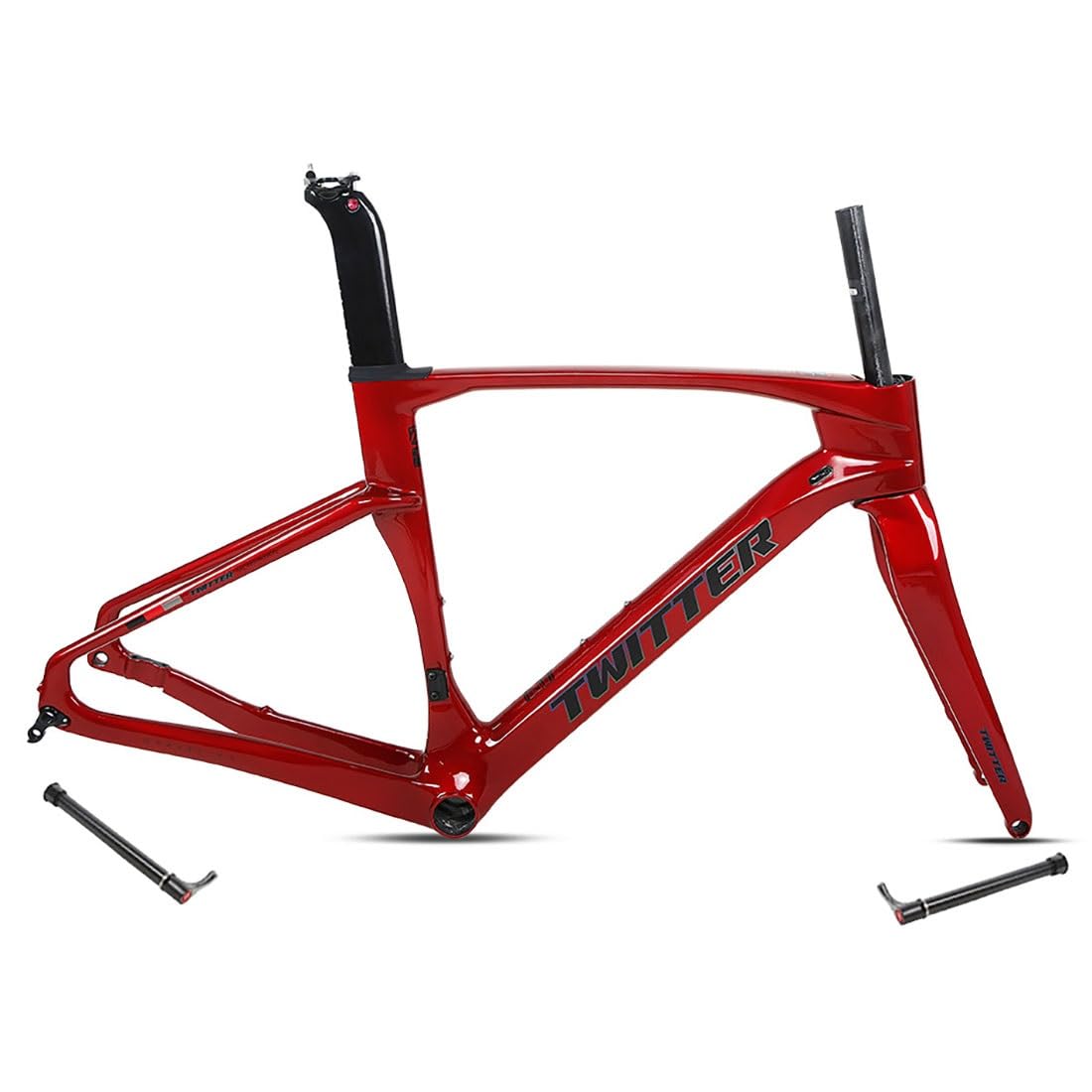 HIMALO Gravel Bike Frameset 700c Carbon Road Bike Frame 45/48/51/54cm Thru Axle F12x100mm/R12x142mm Disc Brake Frame Internal Routing Lightweight(Red,45CM)