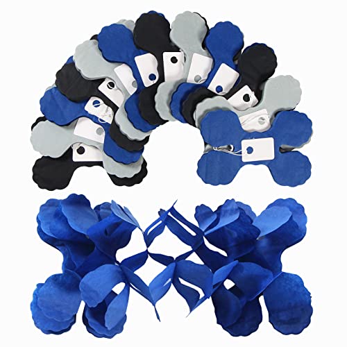 Image of Navy-Blue Black-Silver Party-Decorations Streamers Garland - 157Ft Graduation Four-Leaf Clover Hanging Banner,Men Boys Birthday Wedding Bridal Neutral Baby Shower Fathers Day Decor Hugtmr