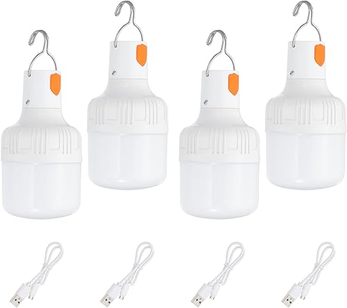 Miniatura 10 de PATIKIL Linterna de campamento, paquete de 2 bombillas LED recargables para tienda de campaña, bombilla portátil para colgar, 3 modos de iluminación