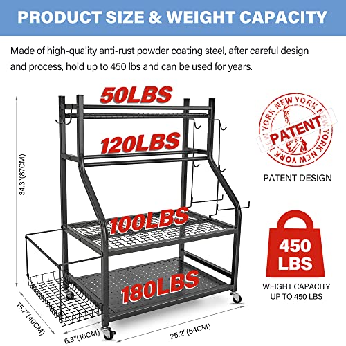 NBTORCH Dumbbell Rack - Weight Rack for Dumbbells, Home Gym Storage Rack for Yoga Mat, Dumbbells and Kettlebells, All in One Workout Equipment Storage with Caster Wheels (Hold Up to 450 Lbs) - Thumbnail 5