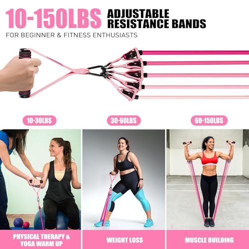 Resistance Bands, Exercise Bands with Handles, Fitness Bands, Workout Bands with Door Anchor and Ankle Straps, for Heavy Resistance Training, Physical Therapy, Shape Body, Yoga, Home Workout Set - Image 6