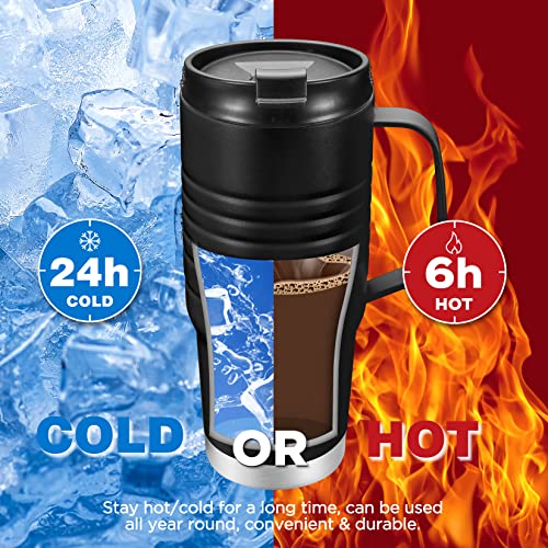 Haushof 24 Oz Travel Mug With Handle, Stainless Steel Vacuum Insulated Coffee Travel Mug, Double Wall With Leakproof Lid, Bpa Free #TOP4