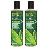 Desert Essence Tea Tree Oil Replenishing Shampoo, 12.7 fl oz (2 Pack) Gluten Free, Vegetarian, Non-GMO, Paraben Free, Moisture Replenishing with Tea Tree, Peppermint & Eucalyptus Oils to Cleanse Hair