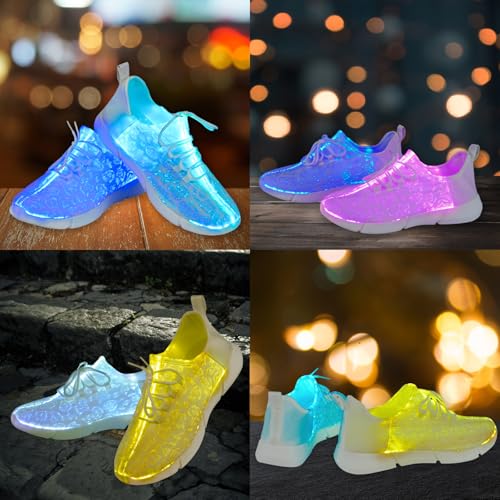 Chaussures LED rechargeables USB avec fibre optique active