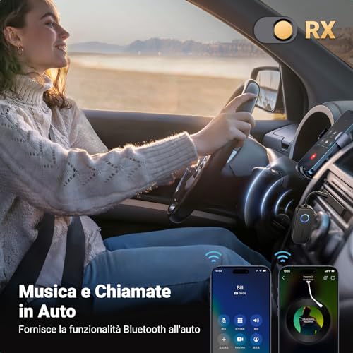 UGREEN Adattatore Bluetooth 5.2 Trasmettitore e Ricevitore 2 in 1 Audio con Microfono Integrato Jack per Auto Altoparlanti TV Cuffie - Immagine 5