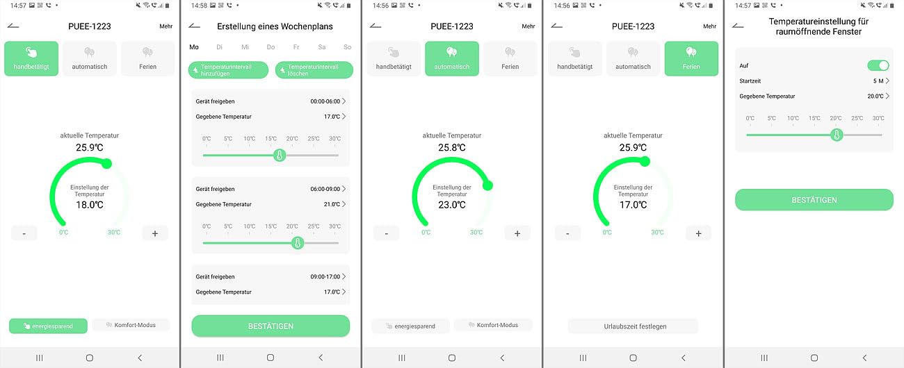 revolt Smart Home Thermostate: 6er-Set Heizkörper-Thermostate mit App-Programmierung, Bluetooth (Wochenprogramm, Heizkörper Thermostatköpfe)