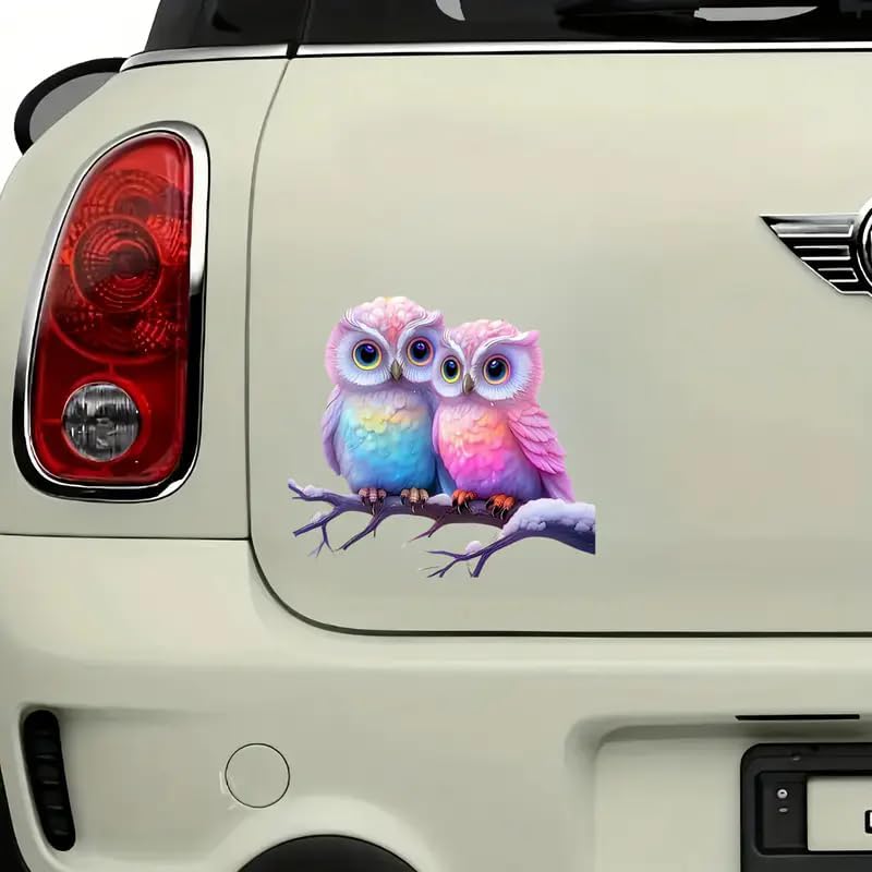 Pink Owl Lovers Branch PVC Vinyl Car Decals Stickers Waterproof Self-Adhesive Decals for Cars, Laptops, Trucks, Motorcycles Wall Window Luggage Scratch Cover Door Decor Sticker - Image 7