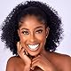 CECINILL Afro Puff kinky curly Drawstring Ponytail Extension for Black Women Synthetic Short Afro Kinkys Curly Afro Bun Extension Hairpieces Updo Hair Extensions with Two Clips(1B)