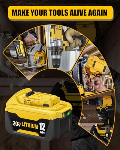 Image of 12Ah Lithium Ion Replacement for Dewalt 20V Max Battery High Capacity 4Pack