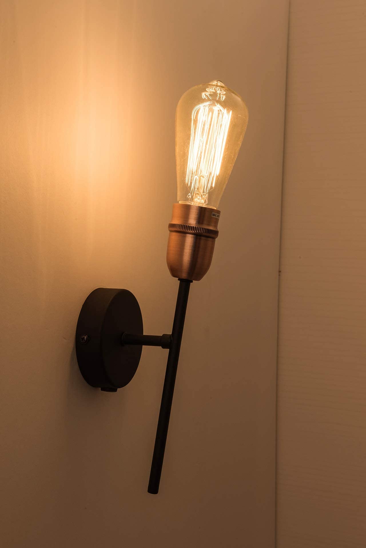 Harper Living Single Up Wall Light E27/Es Bulb Cap With On/Off Switch Black