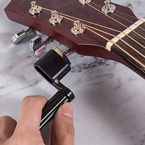 Tsnamay 3PCS Acoustic Electric Guitar String Winder Peg Bridge Pin Tool Plastic Black - Thumbnail 3