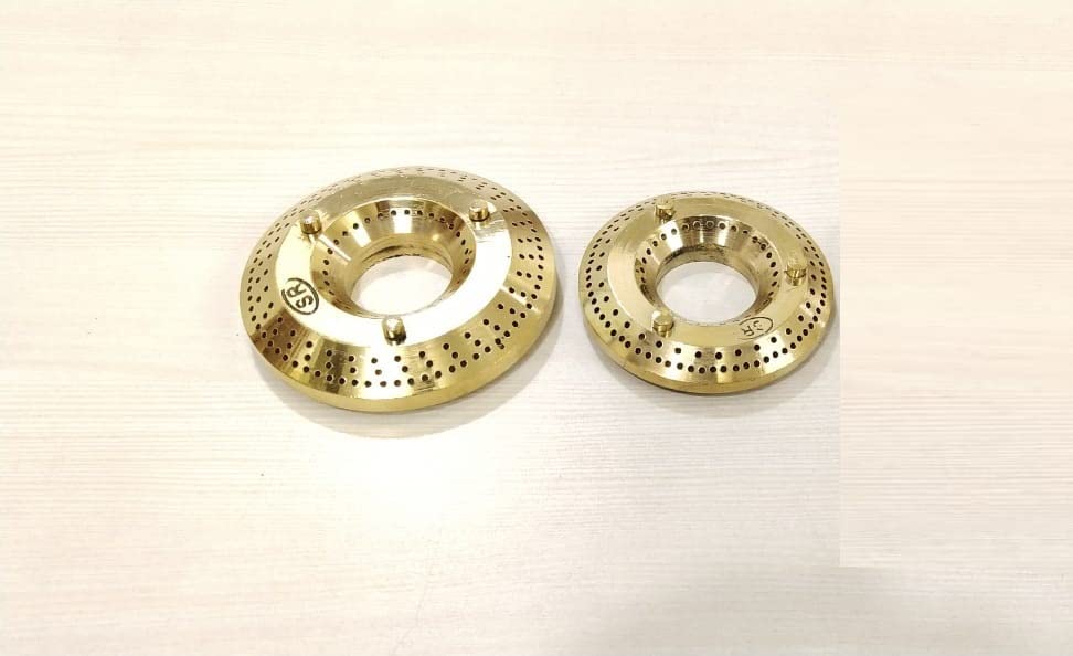 AST Brass Gas Stove Burners Cap Suitable for Prestige,Elica,Sunflame,Glen,Faber,Preethi,Blue Flame,Kaff,Kuchina,Usha,and All Branded Manual Ignition Glass Tops,Hobs Cooktops(Set of 2,1 Small&1 Large)