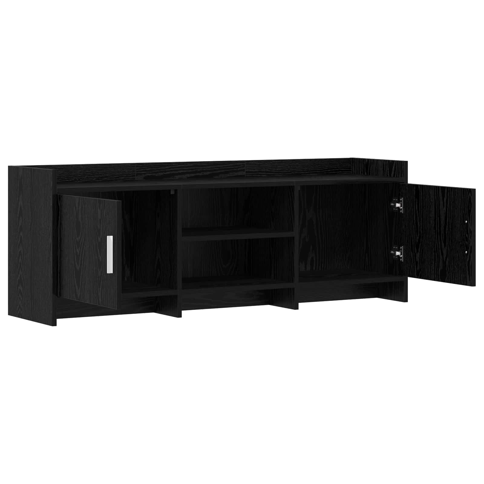 Szafka pod telewizor 130 x 33 x 47 cm, czarny dąb z materiału drewnopochodnego, niska szafka z 2 drzwiami, 2 półki, metalowe uchwyty, miejsce do przechowywania do salonu, kina domowego