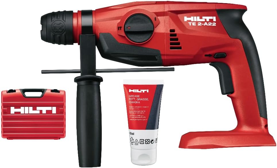 Hilti TE 2-A22 SDS Plus Cordless Rotary Hammer, for Drilling and Hammer Drilling into Concrete, Masonry and Stone, Tool and case only (2034358)