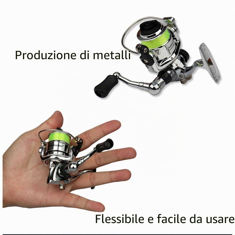 Set di canne da pesca, 1,4 m/55 penne, canne da pesca e mulinello, mini canne telescopiche con mulinello per acqua dolce