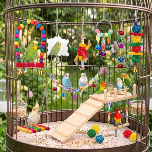 Image of 14 Pcs Parakeet Cockatiel Bird Toys,Deluxe Style