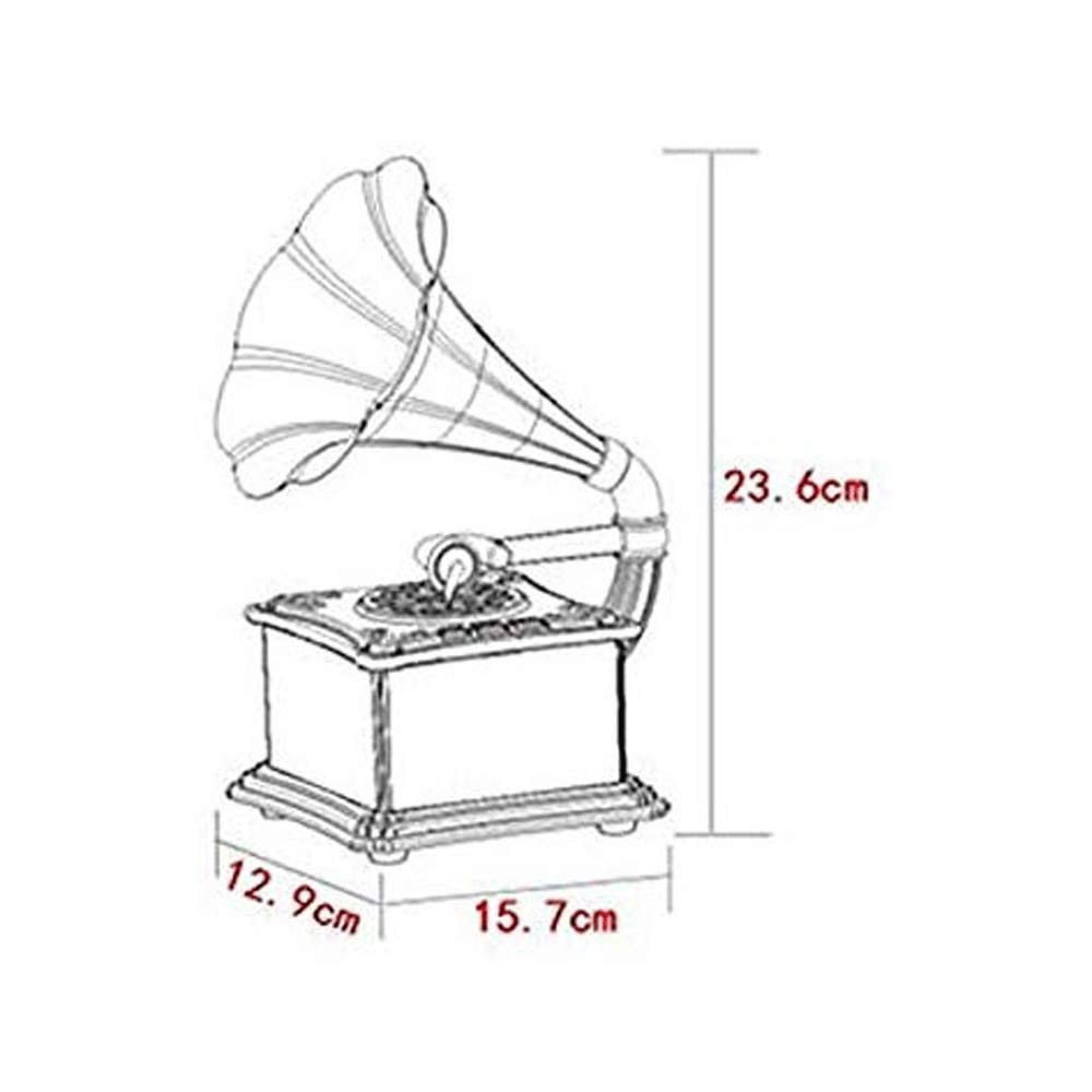 Odtwarzacz Płyt Winylowych Vintage, Lite Drewno Mini Retro Klasyczny Styl Gramofon Kształt Głośnik Stereo System Dźwiękowy Pudełko Muzyczne Ząbek Audio 3,5 Mm 4.2 Aux-In Nagry