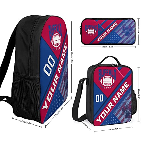 Custom Buffalo Backpack with Lunch Bag Pencil Case Personalized Name Number 3 Piece Set Gifts for Men Women2