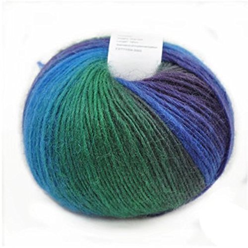 Celine lin One Skein 100% Wool Colorful Rainbow Hand Knitting Yarn 50g,Multi-colored08