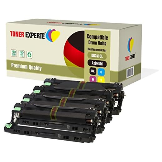 Uppsättning av 4 TONER EXPERTE® kompatibla DR241CL (15 000 sidor) trumenheter för Brother DCP-9015CDW DCP-9020CDW MFC-9140CDN MFC-9330CDW MFC-9340CDW HL-3140CW HL-3142CW HL-3150CDW HL-3170CDW H172CDW