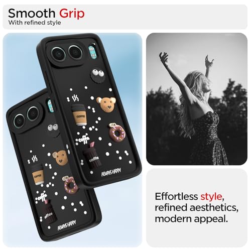 Image of Pikkme Back Cover for OnePlus Nord 4 5G | Cute Fun Cartoon 3D Bear Silicone Full Body Protection Bumper Case (Black)