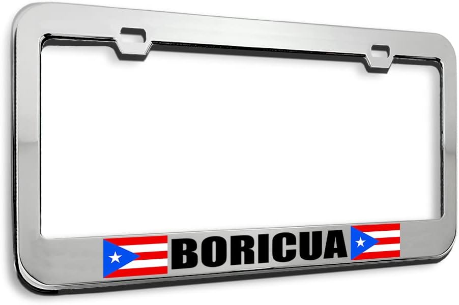 Metal License Plate Frame Boricua Puerto Rico Country Metal Tag Holder Car Accessories Stainless Steel 2 Holes 1 Frame