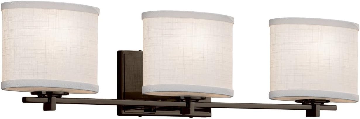 Up To 40% OFF Justice Design Group Lighting FAB-8443-30-CREM-MBLK-LED3-2100 Textile Era LED 3-Light Bath Bar-Matte Black Finish with Woven Fabric Cream-Oval Shade