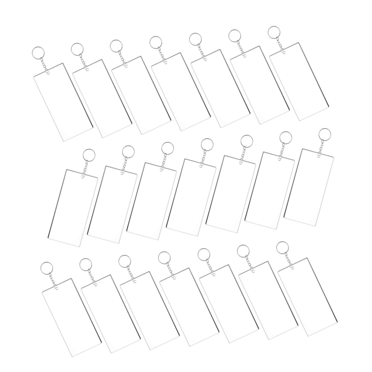 Llavero de acrílico blanco rectangular y ligero, ideal para manualidades y bricolaje