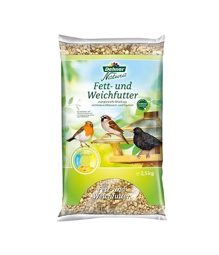 Dehner Natura Premium Wildvogelfutter, Fettfutter / Weichfutter, Ganzjahresfutter artgerecht / kraftspendend , hochwertiges Vogelfutter für Wildvögel, 2.5 kg